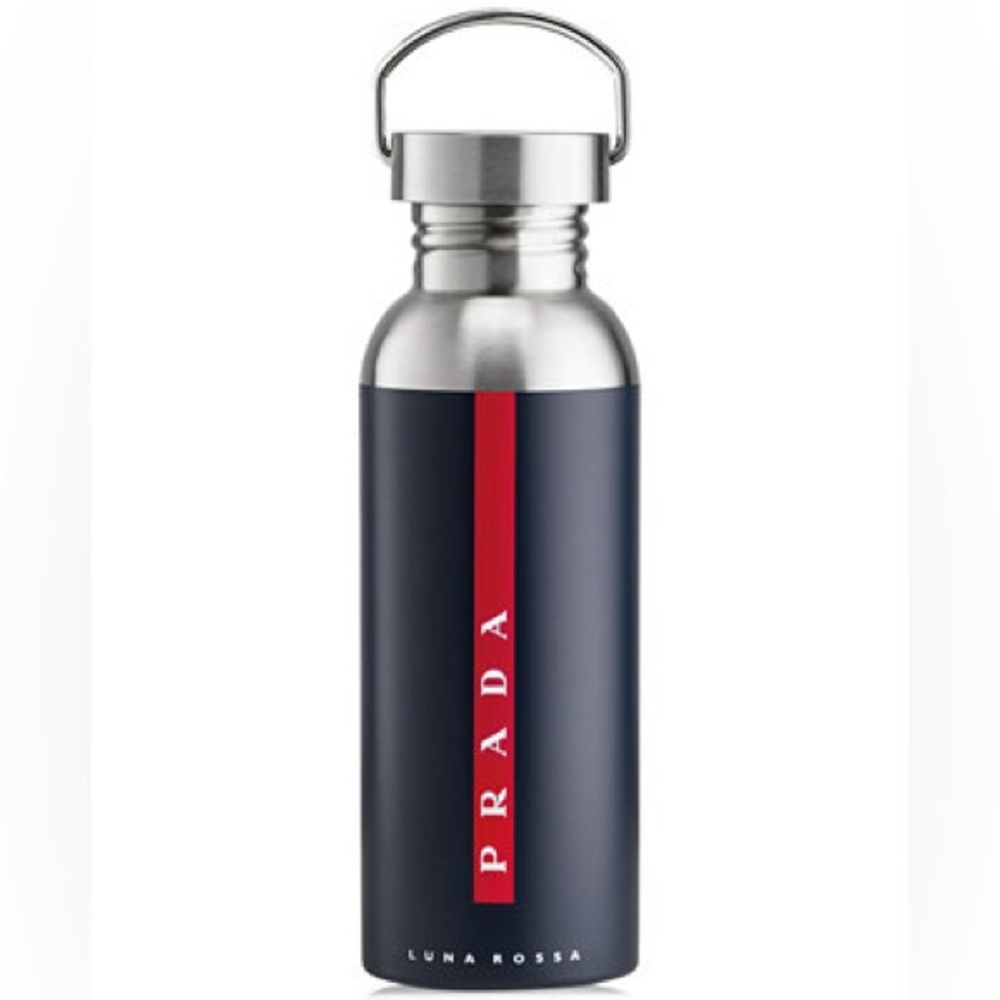 Prada Silver Beauty Bottle Cap logo water sports travel blue red